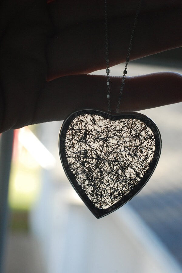 Giving Heart Necklace Black Star Tourmalinated Crystal Quartz