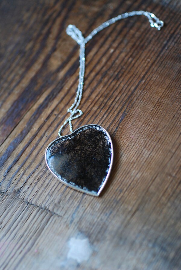 Giving Heart Necklace Black Star Tourmalinated Crystal Quartz