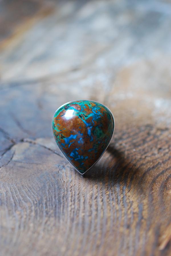 Dollybird Earth + Sky Ring Collector's Blue Green Azurite Malachite Chrysocolla Gem