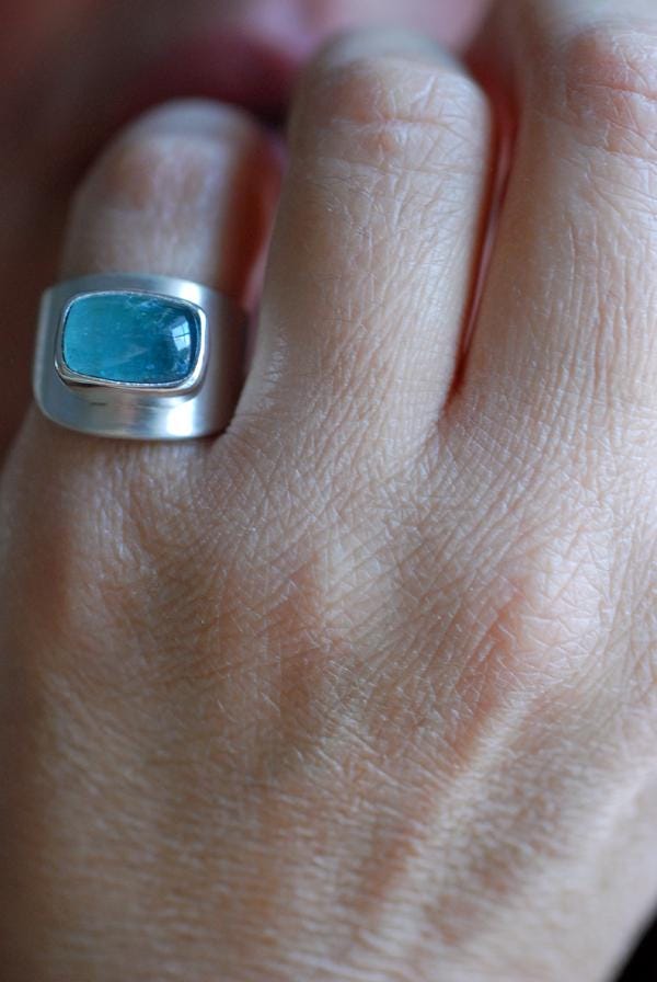 Blue Tourmaline Sculpted Ring