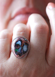 Dollybird Raw Rainbow Fire Opal Ring