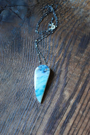 Blue Opal Wood Drop Pendant