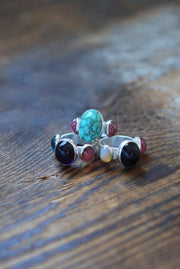 American Turquoise And Pink Tourmaline Cloister Ring