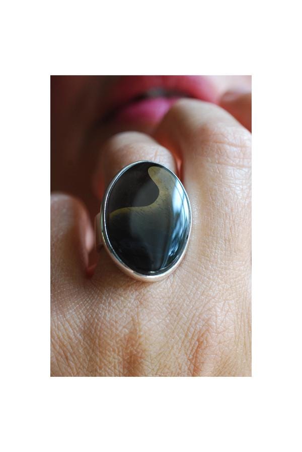 Golden Ribbon Ring Collector's Obsidian