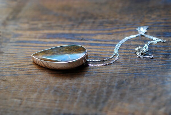 Wild Fern Shimmer Necklace Collector's Golden Dendritic Quartz