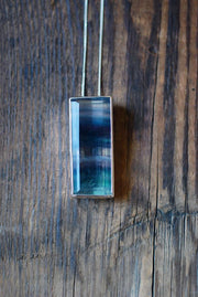 Midnight Sky Pendant Rare Banded Purple And Teal Faceted Fluorite All Natural