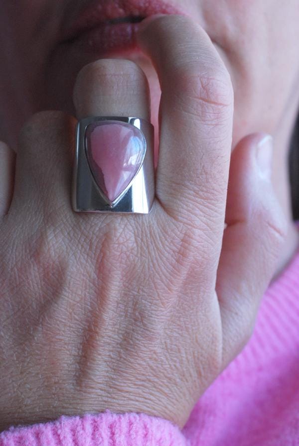 Dollybird Pink Cloud Ring Rare Rhodochrosite