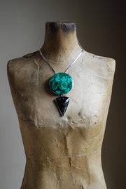 Midnight Malachite Necklace Collector's Cosmic Obsidian And Malachite