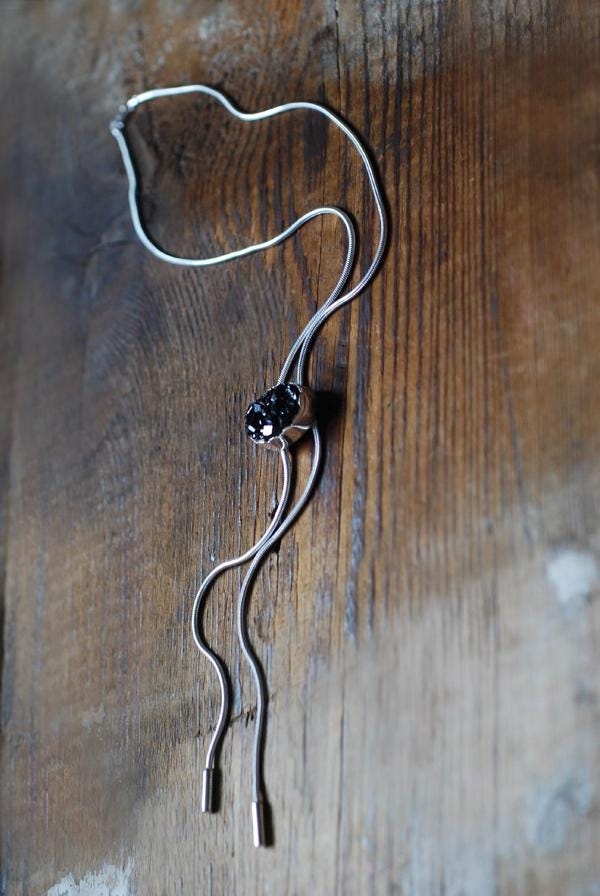 Garnet Sparkle Bolo Necklace Adjustable Slide Crystal Drusy