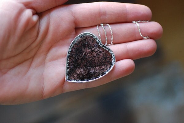 Giving Heart Necklace Black Star Tourmalinated Crystal Quartz