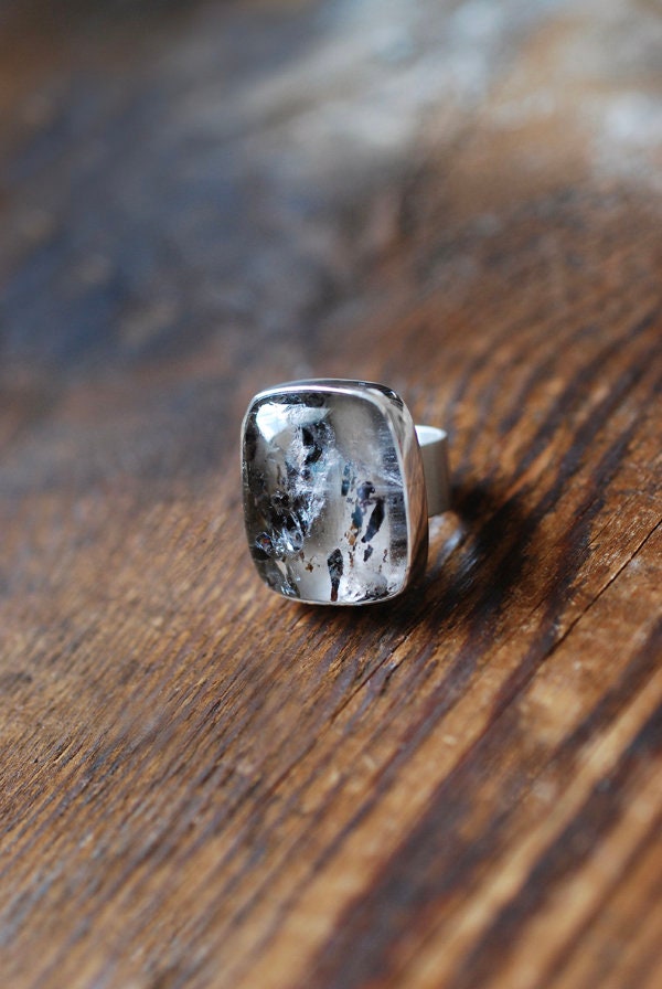Hidden Rainbow Ring Included Mineral Quartz