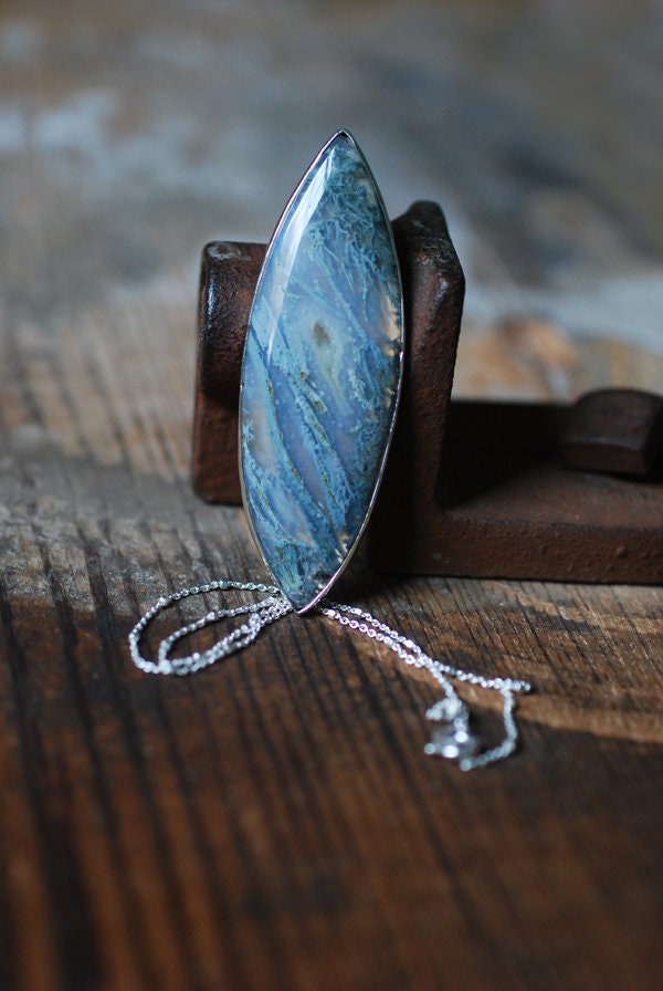 Mossy Ground Necklace Drusy Moss Agate Gem Necklace