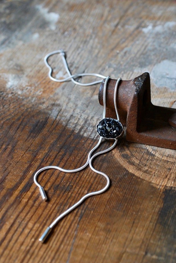 Garnet Sparkle Bolo Necklace Adjustable Slide Crystal Drusy