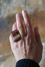 Gaia Ring Collectors Banded Chalcedony Agate Master Cut