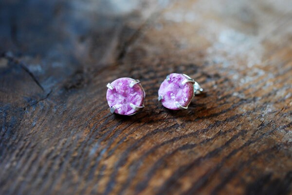 Pink Cobalto Calcite Mineral Stud Earrings All Natural Crystal Drusy
