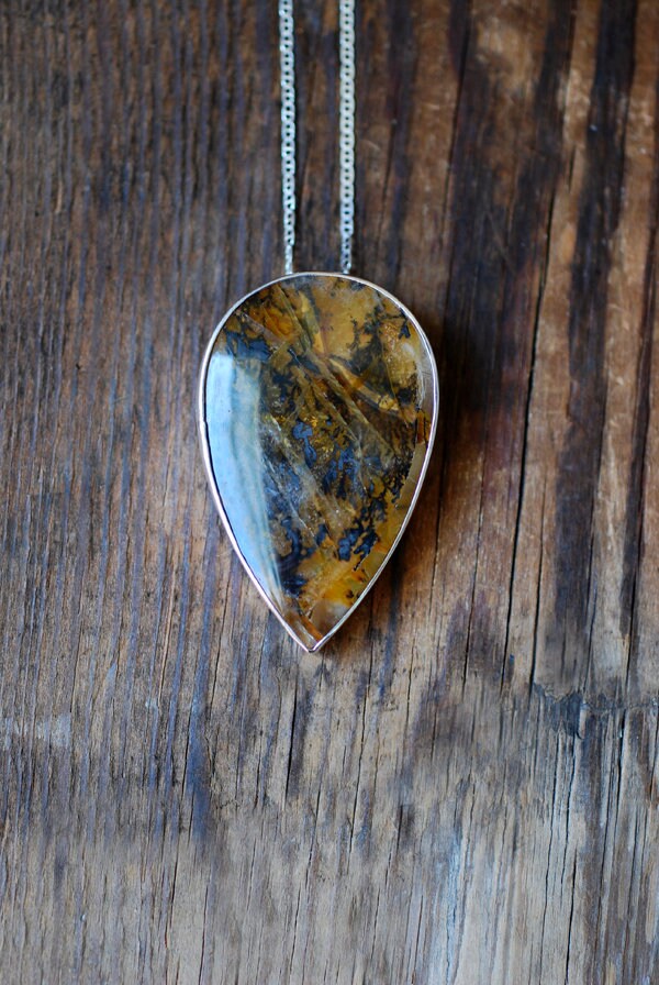 Wild Fern Shimmer Necklace Collector's Golden Dendritic Quartz