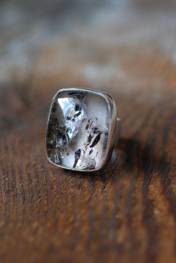 Hidden Rainbow Ring Included Mineral Quartz