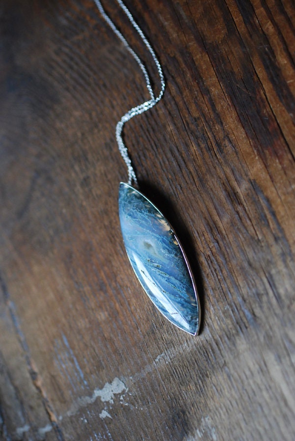 Mossy Ground Necklace Drusy Moss Agate Gem Necklace
