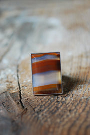 Gaia Ring Collectors Banded Chalcedony Agate Master Cut