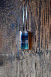 Midnight Sky Pendant Rare Banded Purple And Teal Faceted Fluorite All Natural