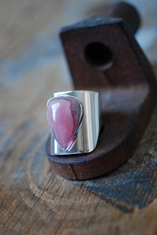 Dollybird Pink Cloud Ring Rare Rhodochrosite