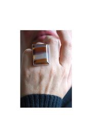 Gaia Ring Collectors Banded Chalcedony Agate Master Cut