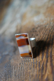 Gaia Ring Collectors Banded Chalcedony Agate Master Cut