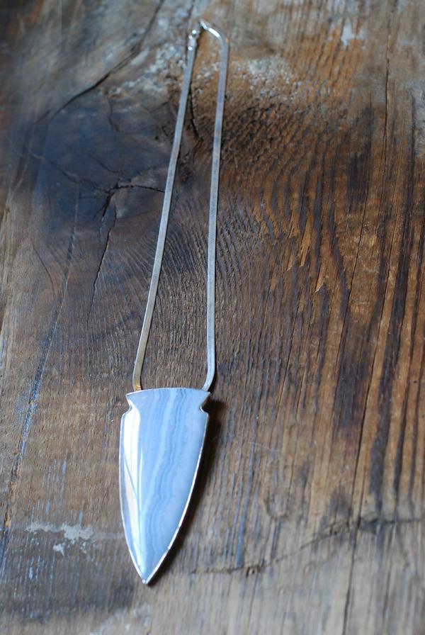 Gemmy Blue Chalcedony Arrowhead Statement Necklace