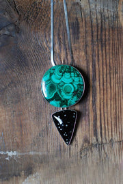 Midnight Malachite Necklace Collector's Cosmic Obsidian And Malachite