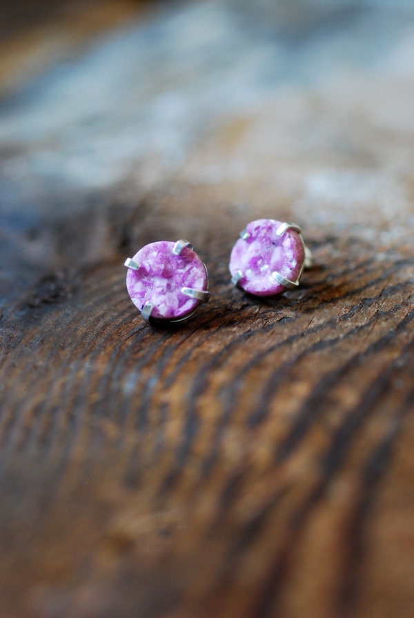 Pink Cobalto Calcite Mineral Stud Earrings All Natural Crystal Drusy