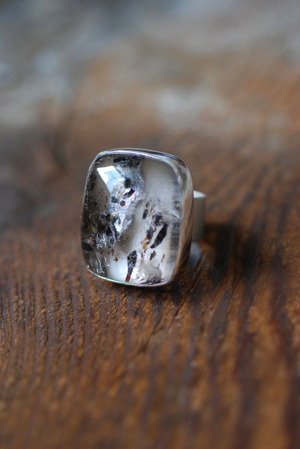 Hidden Rainbow Ring Included Mineral Quartz