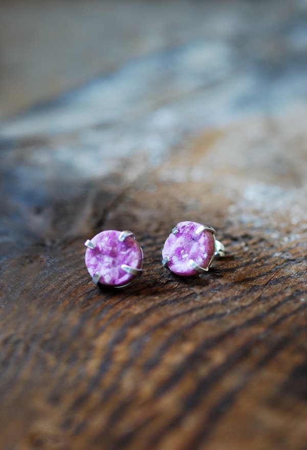 Pink Cobalto Calcite Mineral Stud Earrings All Natural Crystal Drusy