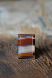 Gaia Ring Collectors Banded Chalcedony Agate Master Cut