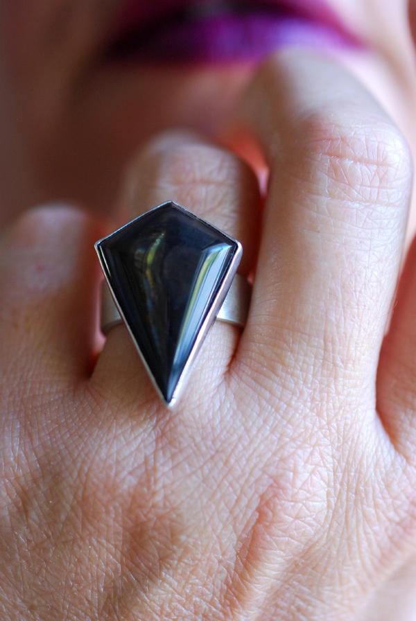 Dollybird Dark Sparkle Fire Obsidian Ring