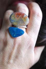 Colorful Lights Ring Lightning Ridge Opal