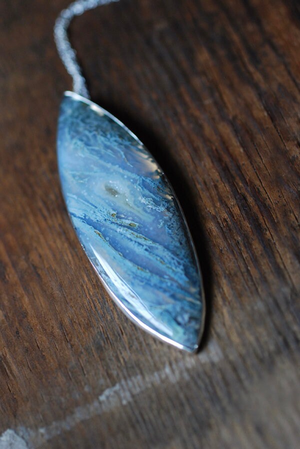 Mossy Ground Necklace Drusy Moss Agate Gem Necklace