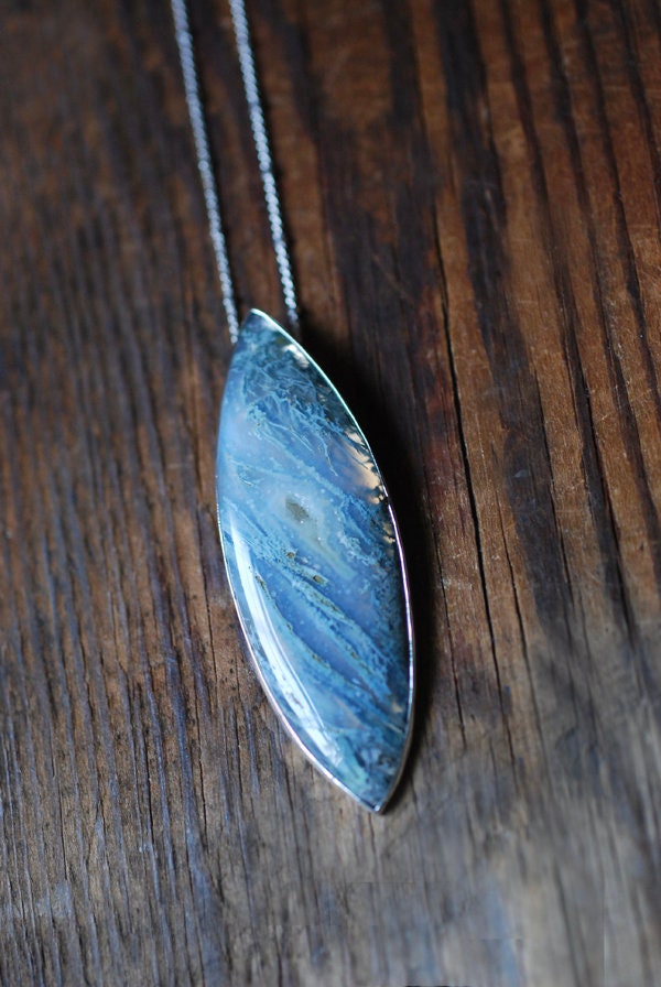 Mossy Ground Necklace Drusy Moss Agate Gem Necklace