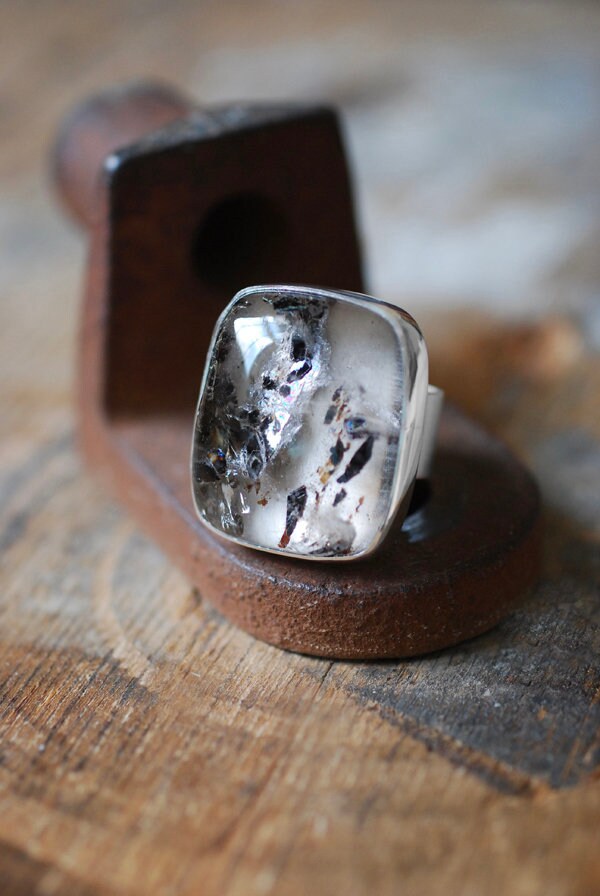 Hidden Rainbow Ring Included Mineral Quartz