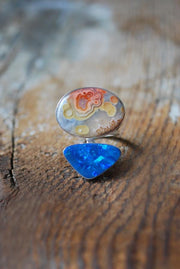Colorful Lights Ring Lightning Ridge Opal