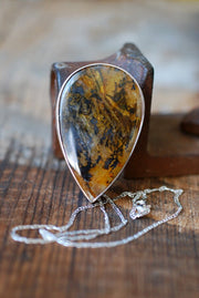 Wild Fern Shimmer Necklace Collector's Golden Dendritic Quartz