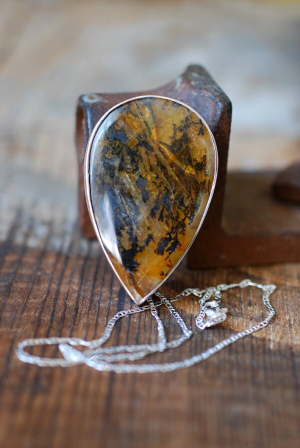 Wild Fern Shimmer Necklace Collector's Golden Dendritic Quartz