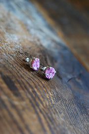 Pink Cobalto Calcite Mineral Stud Earrings All Natural Crystal Drusy