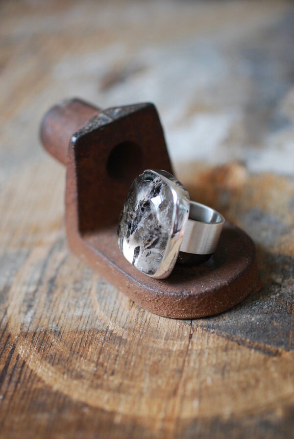 Hidden Rainbow Ring Included Mineral Quartz