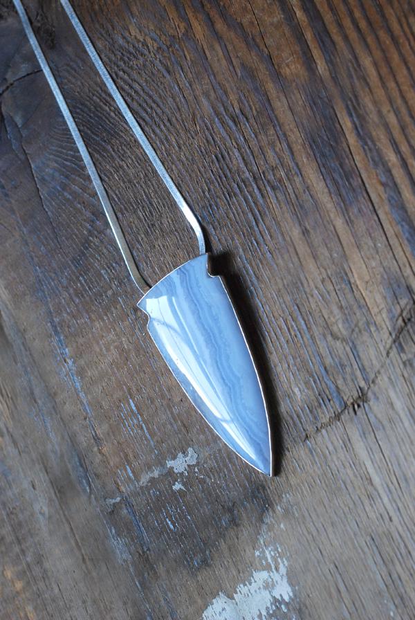 Gemmy Blue Chalcedony Arrowhead Statement Necklace