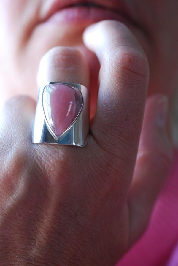 Dollybird Pink Cloud Ring Rare Rhodochrosite