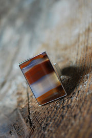 Gaia Ring Collectors Banded Chalcedony Agate Master Cut