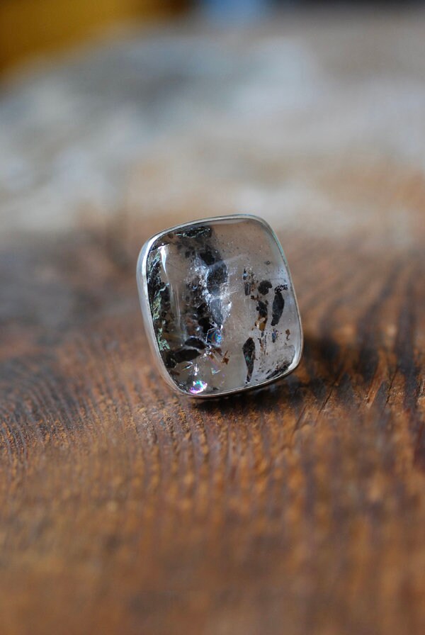 Hidden Rainbow Ring Included Mineral Quartz