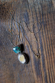 Endless Summer Drop Necklace Arizona Chrysocolla And Yellow Fire Opal