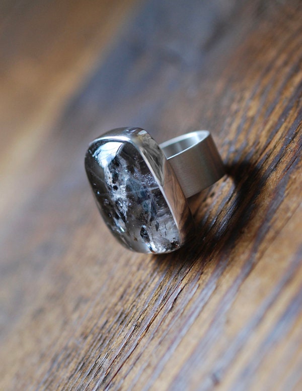 Hidden Rainbow Ring Included Mineral Quartz