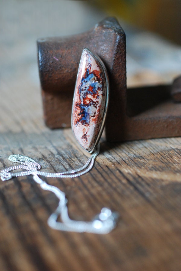 Raw Blue Fire Opal Necklace